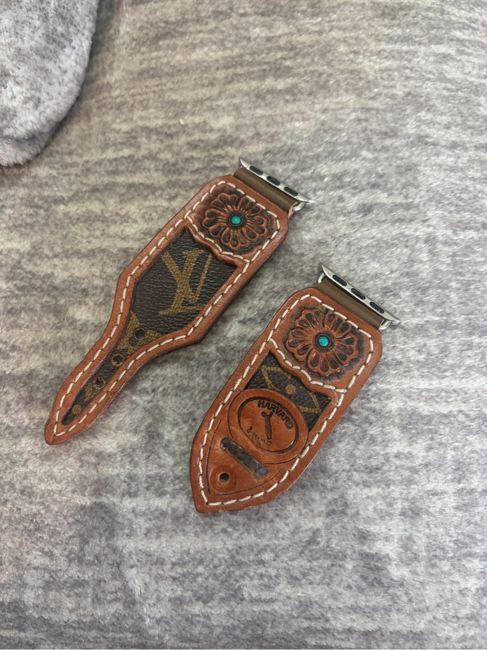 Harvard and Hide Leather Apple Watch Band